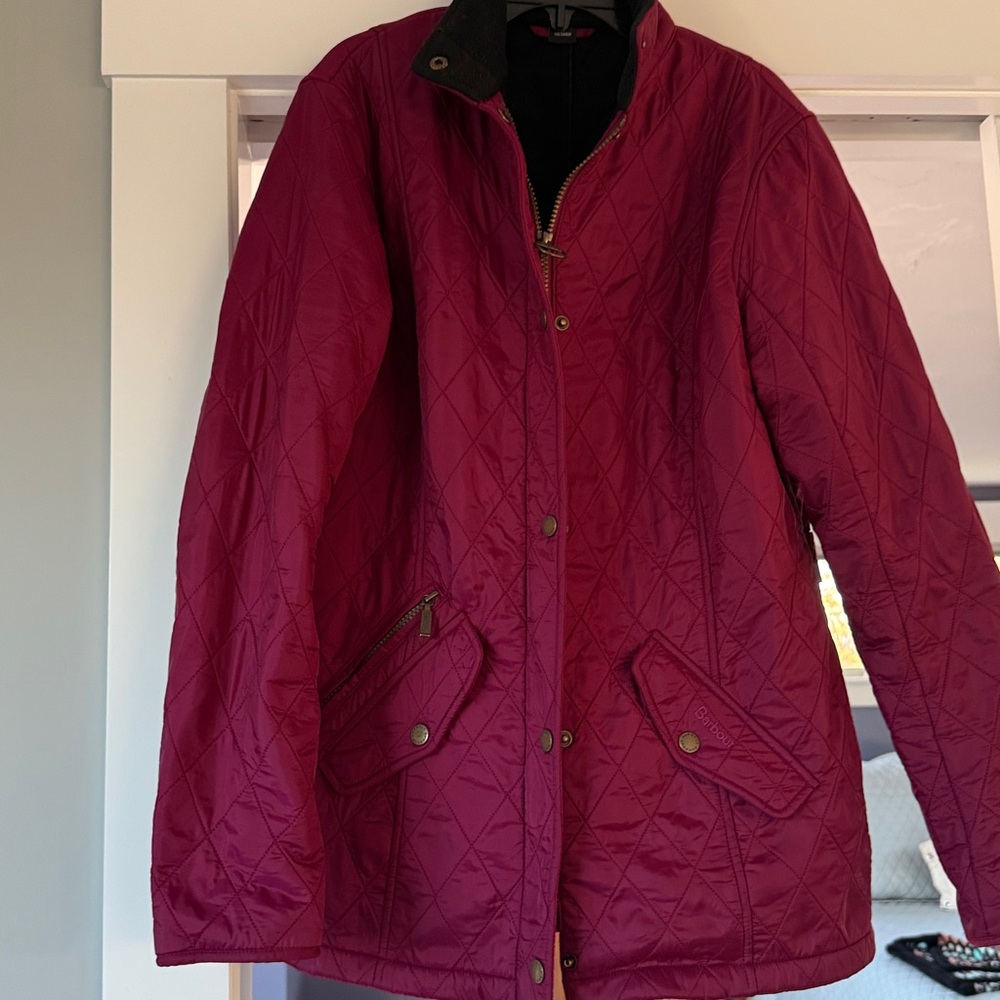Barbour Deep Red Quilted Utility Jacket